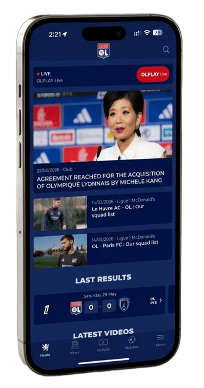 OL App showing live news and match results